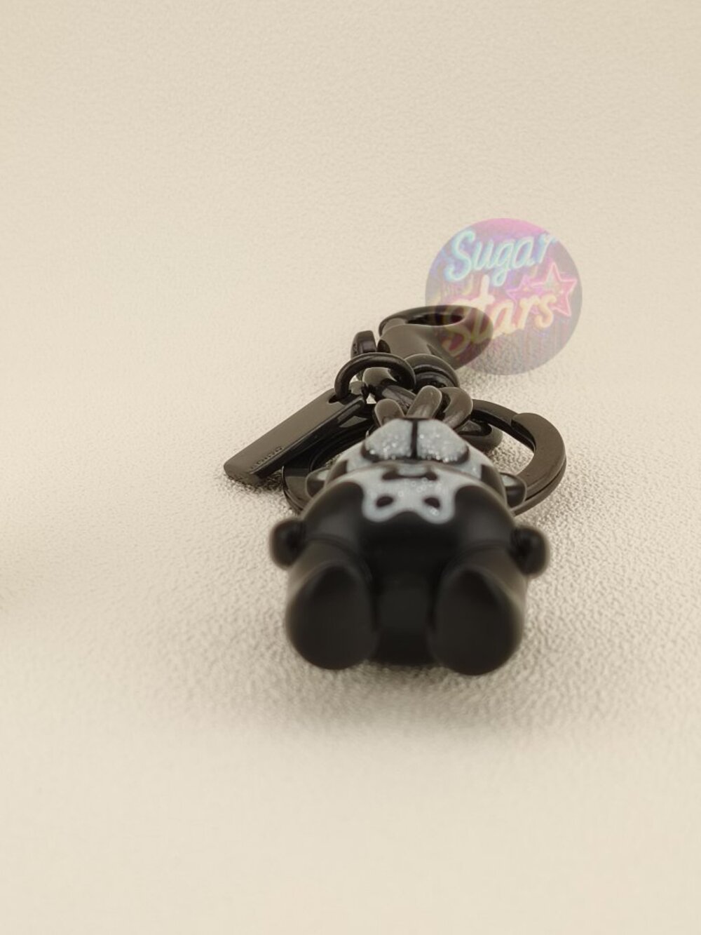 COACH Black Teddy Bear Keychain with Silver Glitter Accent - Picture 5 of 6